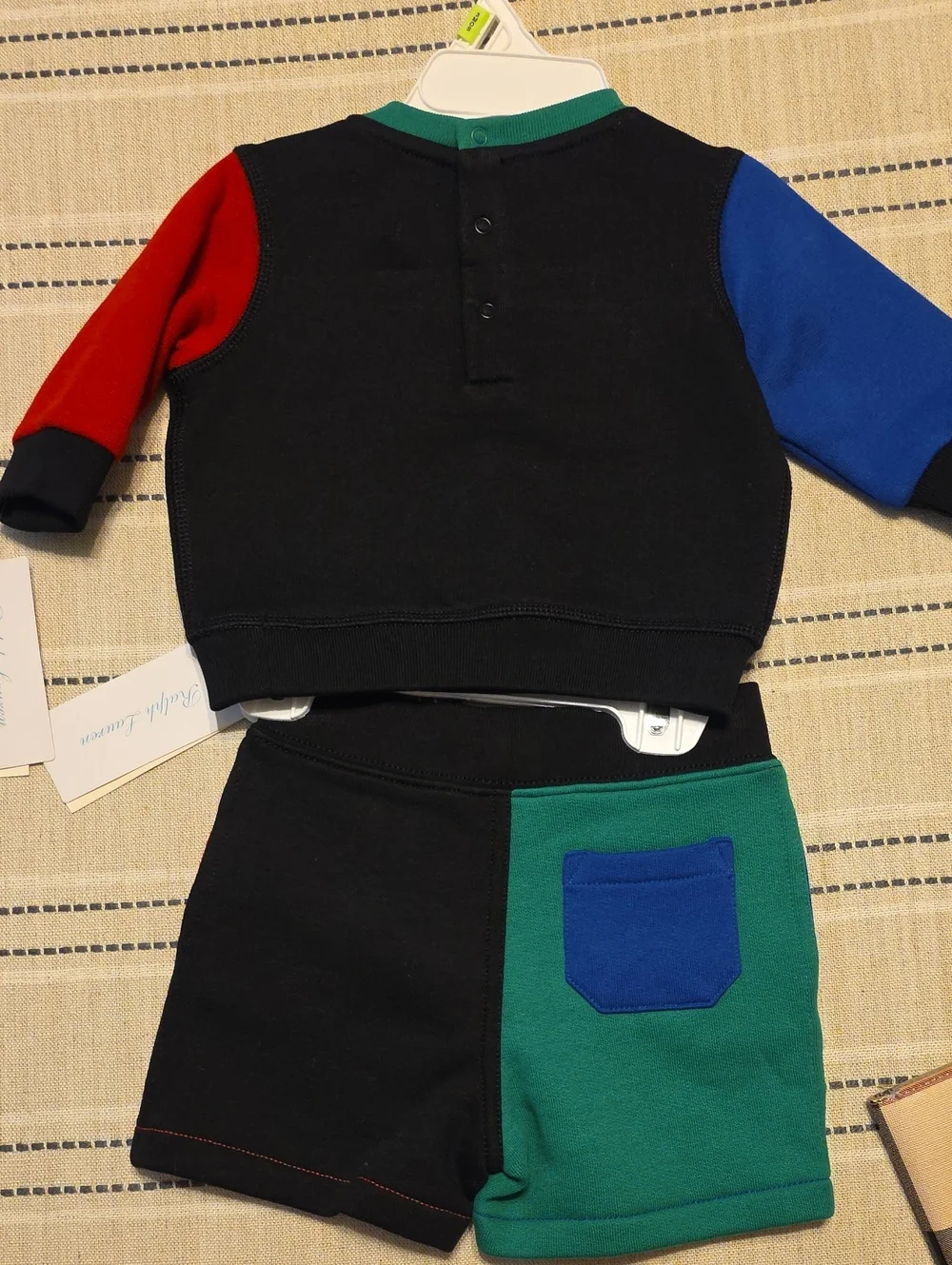 Polo Black Kids Sweatshirt & Shorts Set with Red and Black Accents
